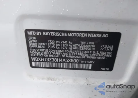 2017 BMW X1 xDrive28I z USA, uszkodzony, nr VIN WBXHT3Z38H4A53600